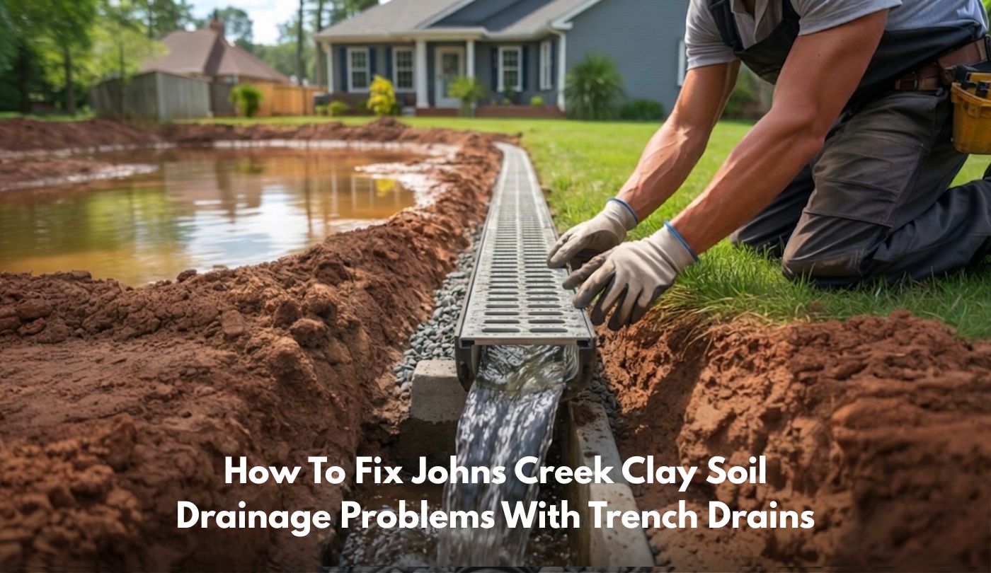 How to Fix Johns Creek Clay Soil Drainage Problems with Trench Drains
