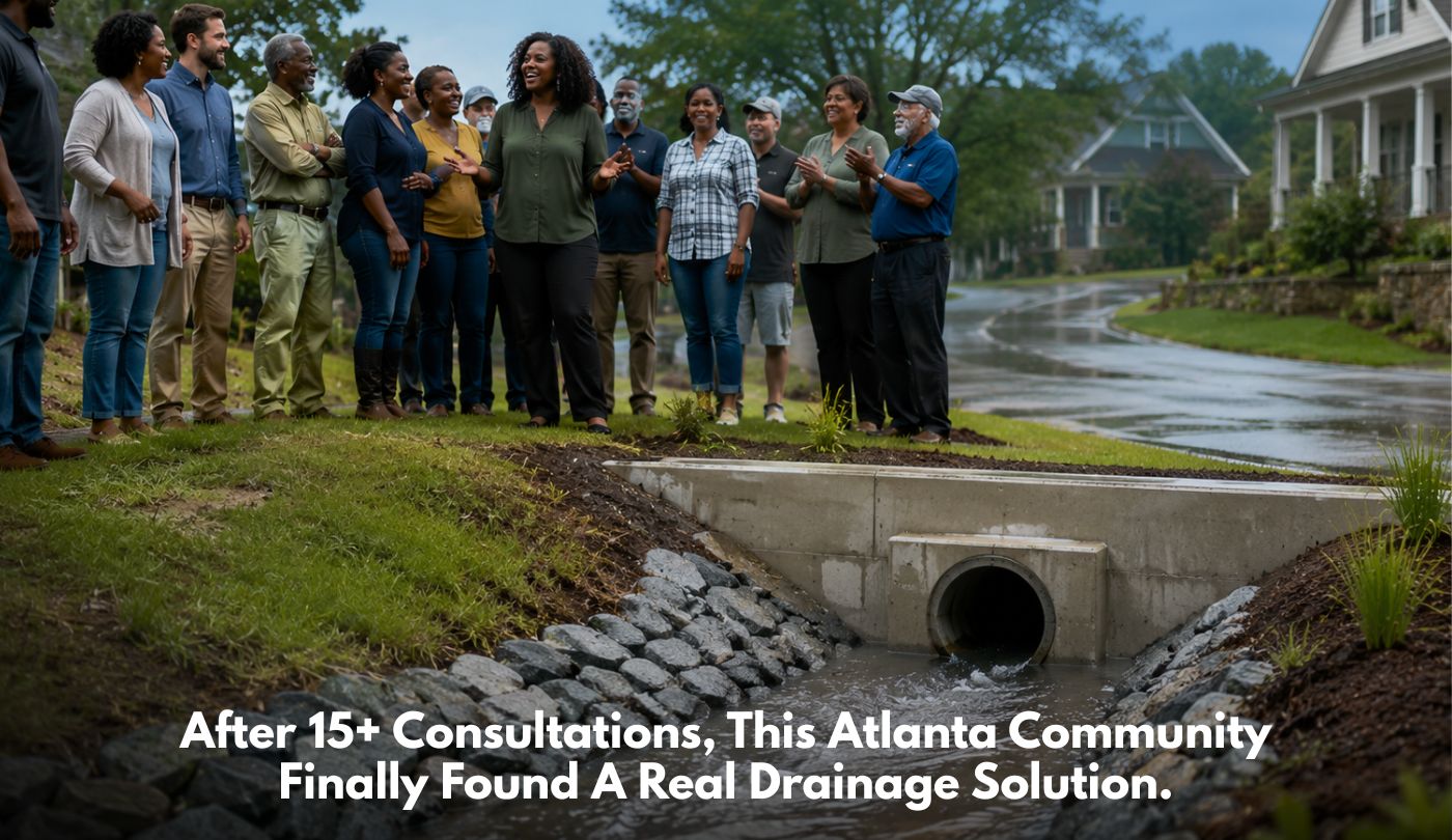 After 15+ Consultations, This Atlanta Community Finally Found a Real Drainage Solution.